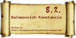 Balassovich Konstancia névjegykártya